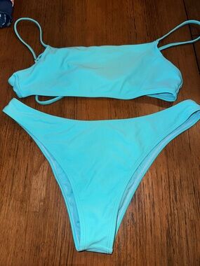 Full Tilt Turquoise Bikini Set - Solid Aqua Blue Two-Piece